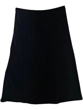 RD Style Women's Velvet A-Line Midi Skirt Flat Front Stretch Size L Black Solid